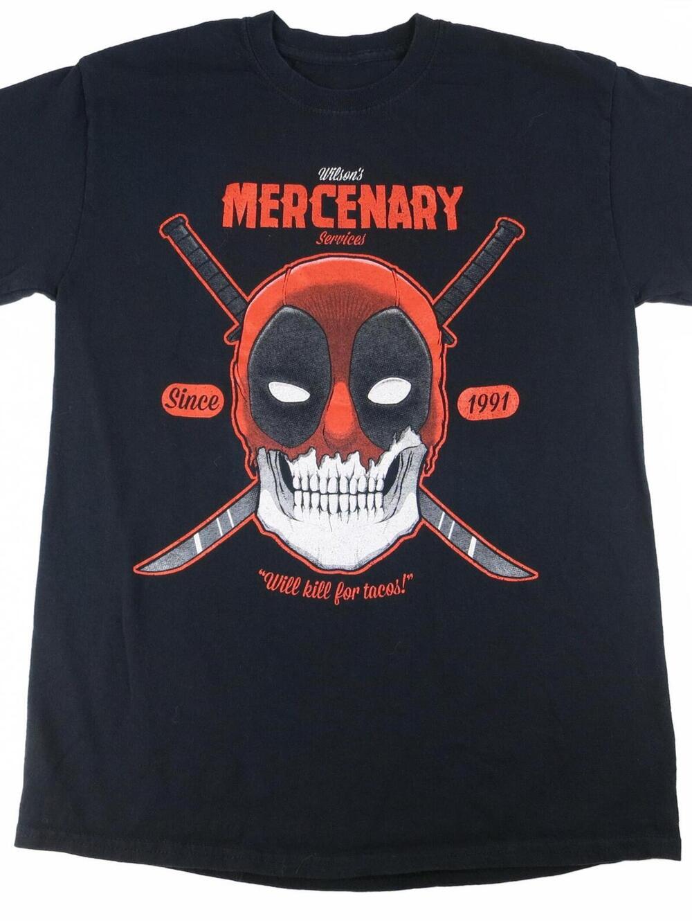 Deadpool Mercenary Services Graphic T-Shirt Black Men's S